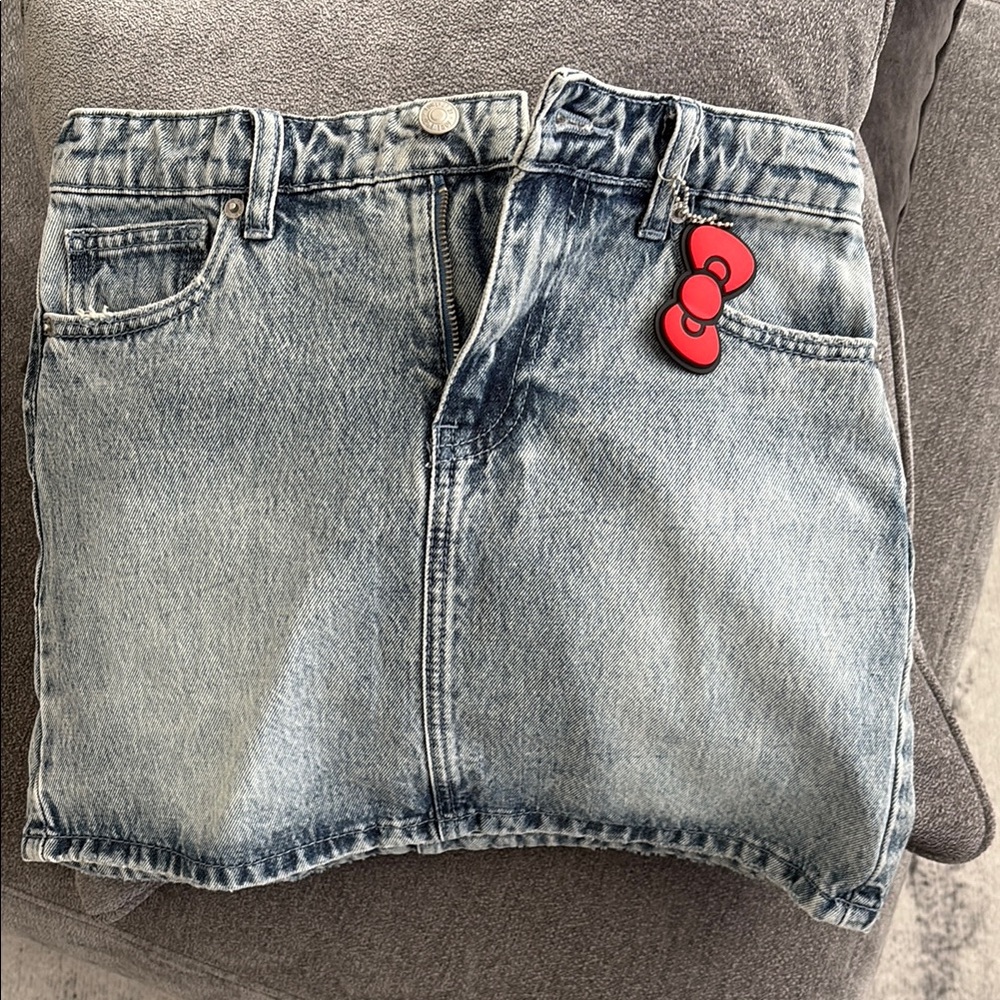 Denim Skirt with Red Hello Kitty Charm